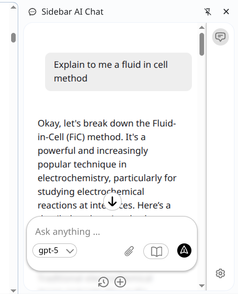 Product preview of Sidebar AI Chat in the browser side panel